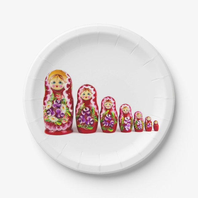 Matryoshka Wooden Culture Symbol - Russian Paper Plates (Front)
