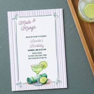 Mats and Margs Pilates Yoga Sip n Stretch Birthday Invitation