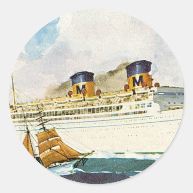 Matson Liner to Hawaii Classic Round Sticker (Front)