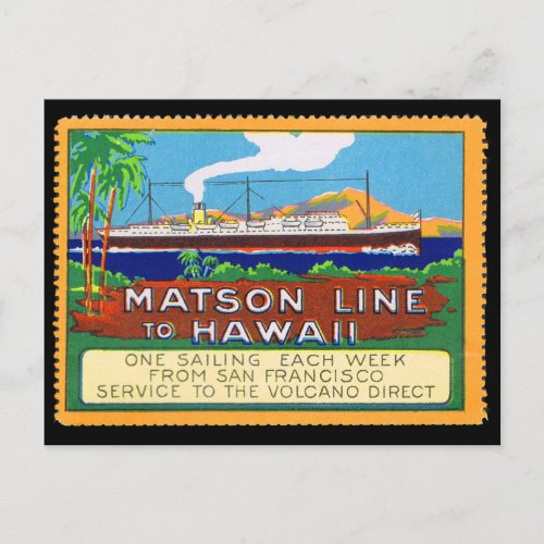 Matson Lines Poster Stamp circa 1915 Postcard