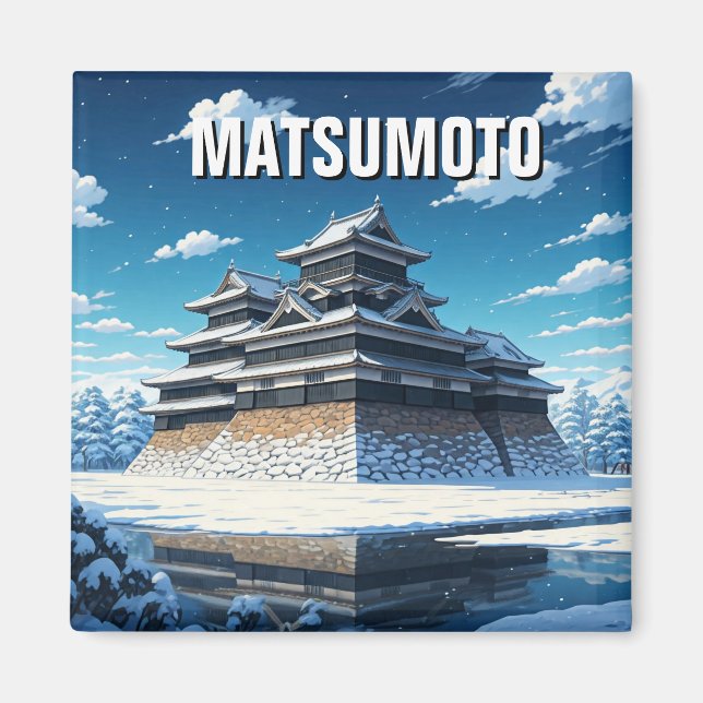 Matsumoto Castle Japan Winter Magnet (Front)