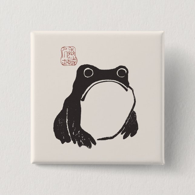 Matsumoto Hoji Frog Sad Melancholy Japanese Artist Button (Front)