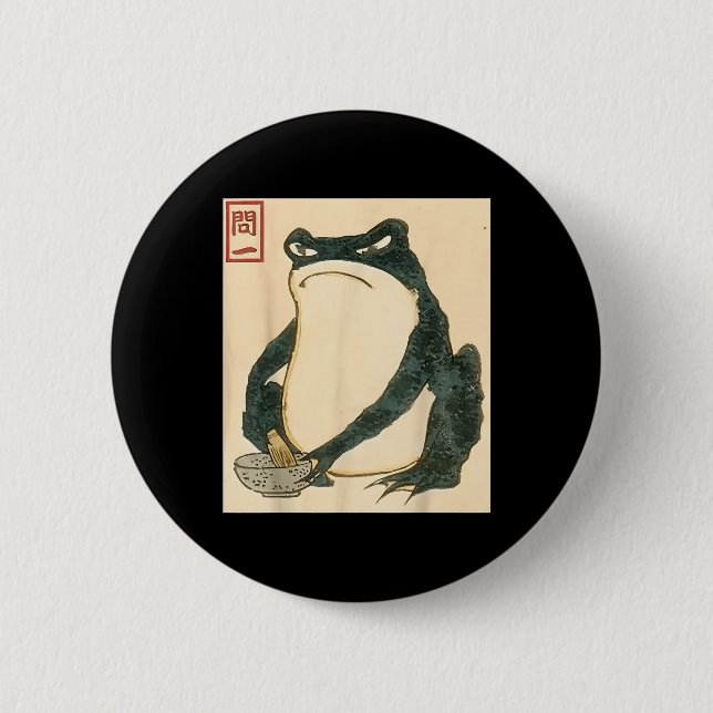 Matsumoto Hoji Japanese Frog Ukiyo-e Toad Meme Aes Button (Front)