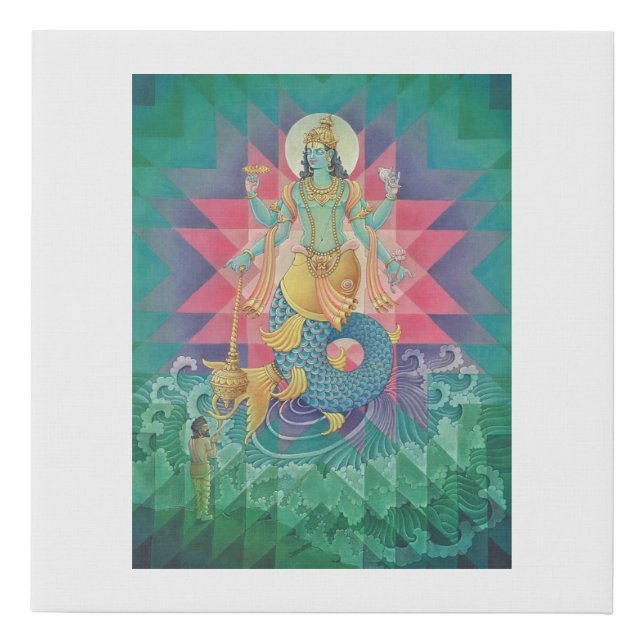 Matsya Avatar - fish incarnation of God Vishnu Faux Canvas Print (Front)