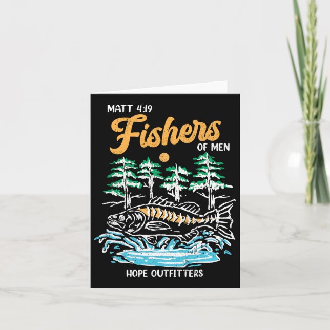 Matt 419 Fishers Of Men Christian Fishing Fathers  Card (Front)