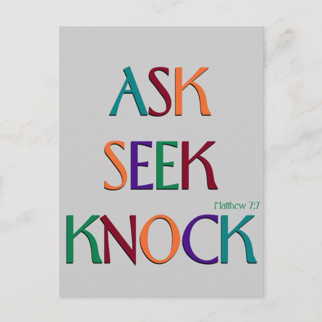 Matt 7:7 customizable template postcard (Front)