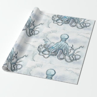 Matt Blue Octopus Wrapping Papger Paper