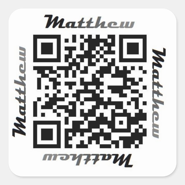 Matt (Matthew) QR Code Personalized NAME Sticker (Front)