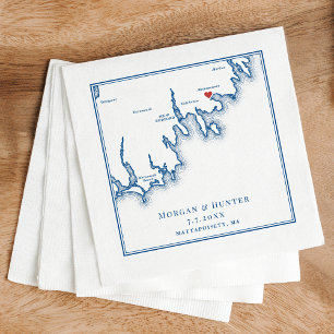 Mattapoisett MA Elegant Navy Blue Wedding Napkins