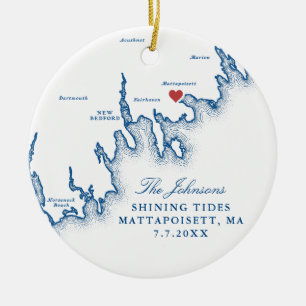 Mattapoisett MA Wedding Photo First Christmas Ceramic Ornament