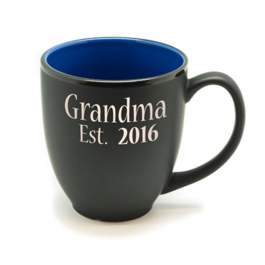 Matte Black & Blue Ceramic Bistro Mug  (Front)