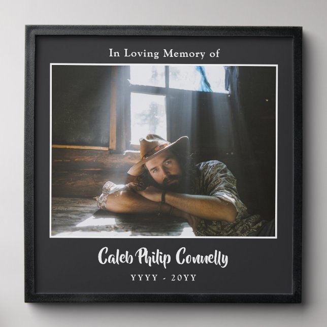 Matte Black Bold Script Photo In Loving Memory Peel And Stick Photo Tile (Front Set)