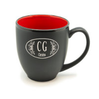 Rhinestone Initial Mug Personalized 16 oz Red Bistro Mug