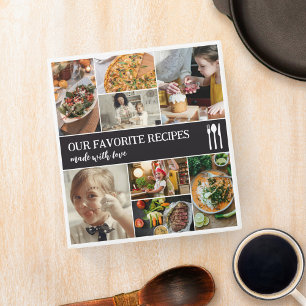 Matte Black Cutlery Photo Collage Family Recipes 3 Ring Binder