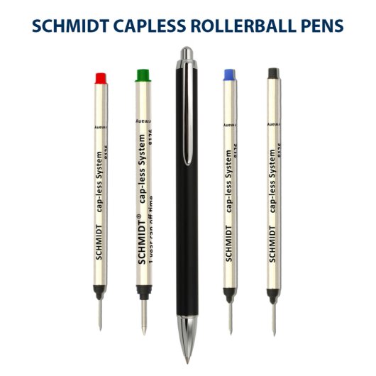 Matte Black Engraved Cap-less Rollerball Pen (Ink Refills)