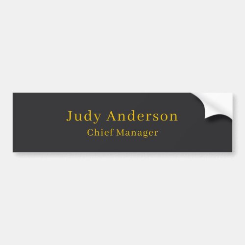 Matte Black Gold Professional Plain Modern Elegant Bumper Sticker