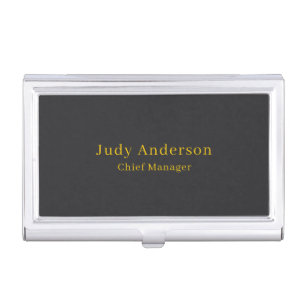 Matte Black Gold Professional Plain Modern Elegant Business Card Case