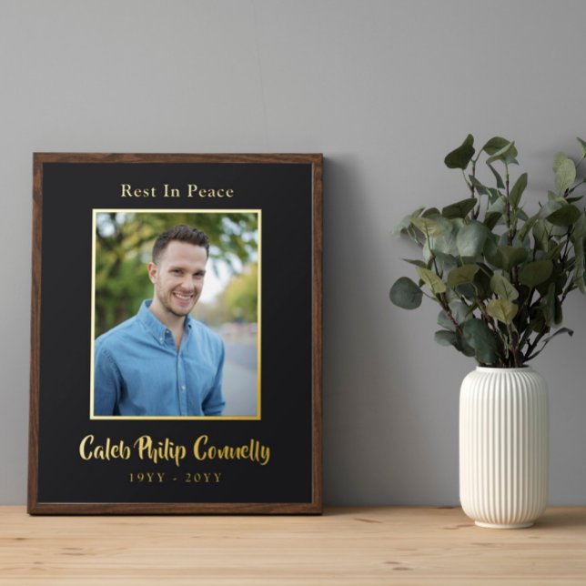 Matte Black Gold Rest In Peace Photo Memorial Foil Prints (Creator Uploaded)