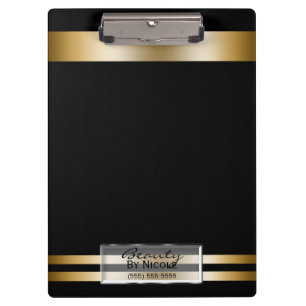Matte Black Gold Shine Elegant Glam Personalized Clipboard