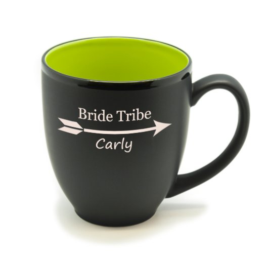 Matte Black & Green Bride Tribe Bistro Mug w/Arrow (Front)