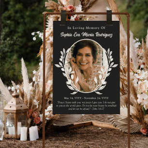 Matte Black Greenery Frame Photo Quote Memorial Foam Board