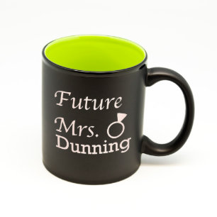 Matte Black & Lime Green Wedding Engagement Mug