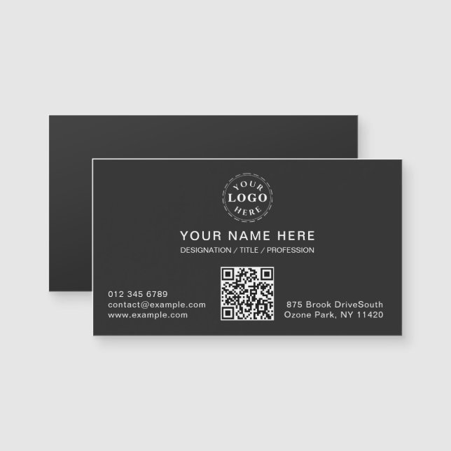 Matte Black Magnetic Card with Your Info (Front/Back)
