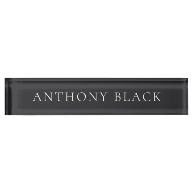 Matte Black Minimalist Plain Elegant Classical Desk Name Plate (Front)