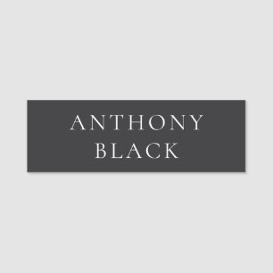 Matte Black Minimalist Plain Elegant Classical Name Tag