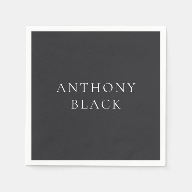 Matte Black Minimalist Plain Elegant Classical Napkins (Front)