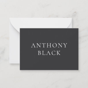 Matte Black Minimalist Plain Elegant Classical Note Card
