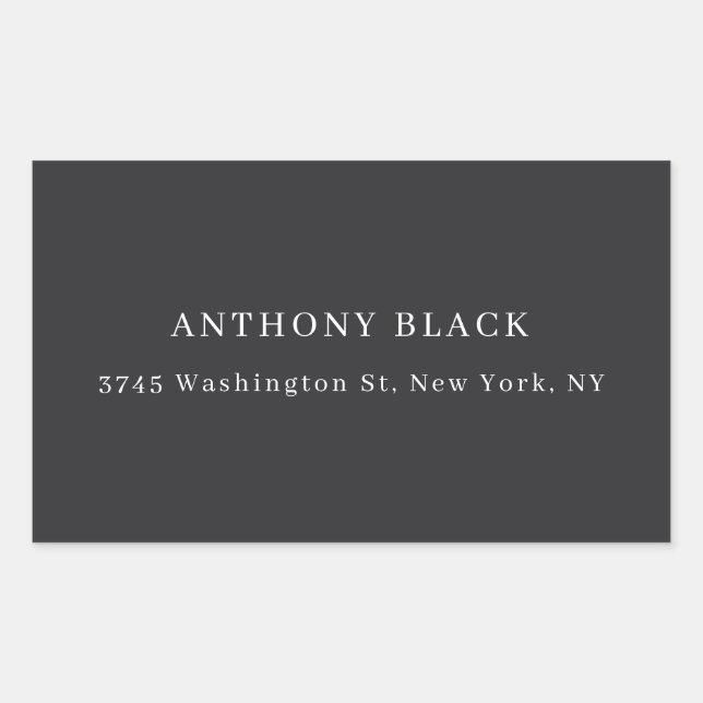 Matte Black Minimalist Plain Elegant Classical Rectangular Sticker (Front)