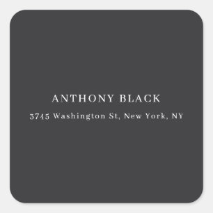 Matte Black Minimalist Plain Elegant Classical Square Sticker