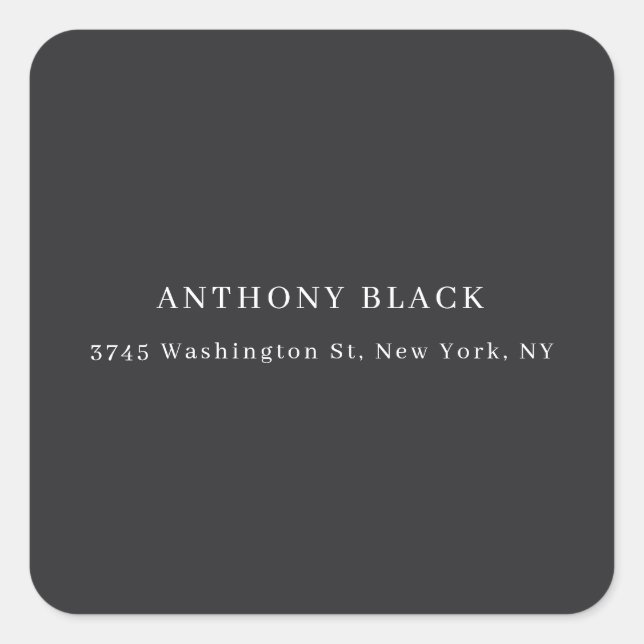 Matte Black Minimalist Plain Elegant Classical Square Sticker (Front)