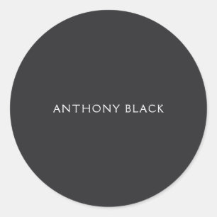Matte Black Minimalist Plain Elegant Modern Classic Round Sticker