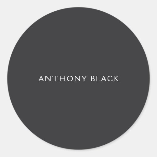 Matte Black Minimalist Plain Elegant Modern Classic Round Sticker
