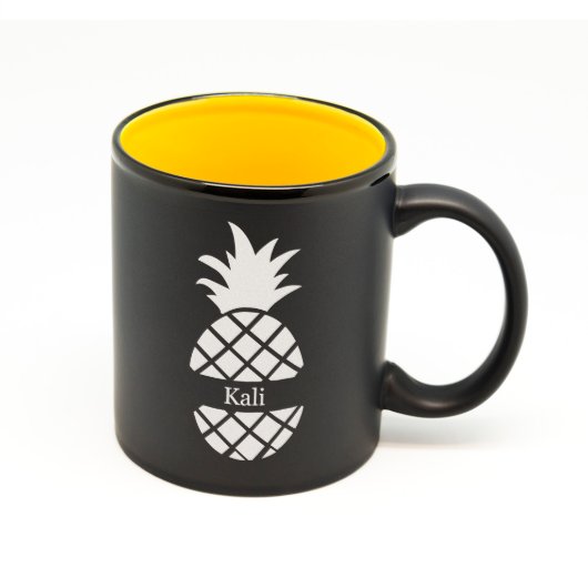 Matte Black Mug with Golden Yellow Interior (Front)