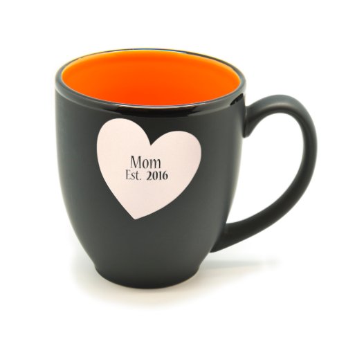 Matte Black  Orange Bistro Mug With Heart