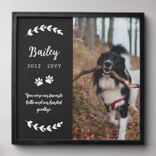 Matte Black Paws Greenery Photo Pet Memorial Peel And Stick Photo Tile