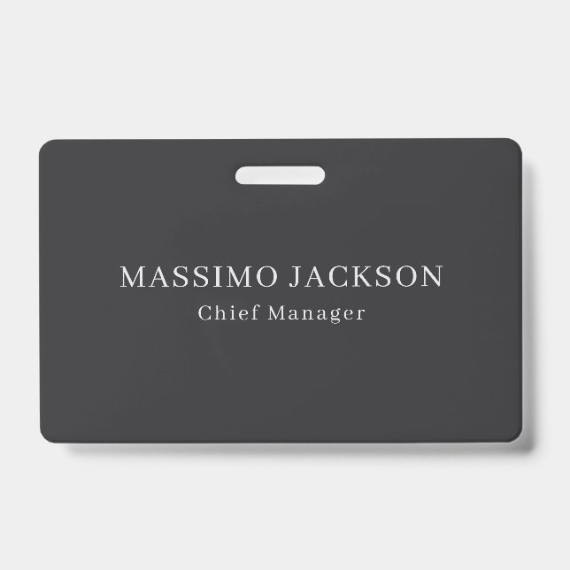 Matte Black Professional Plain Modern Elegant Badge (Front)
