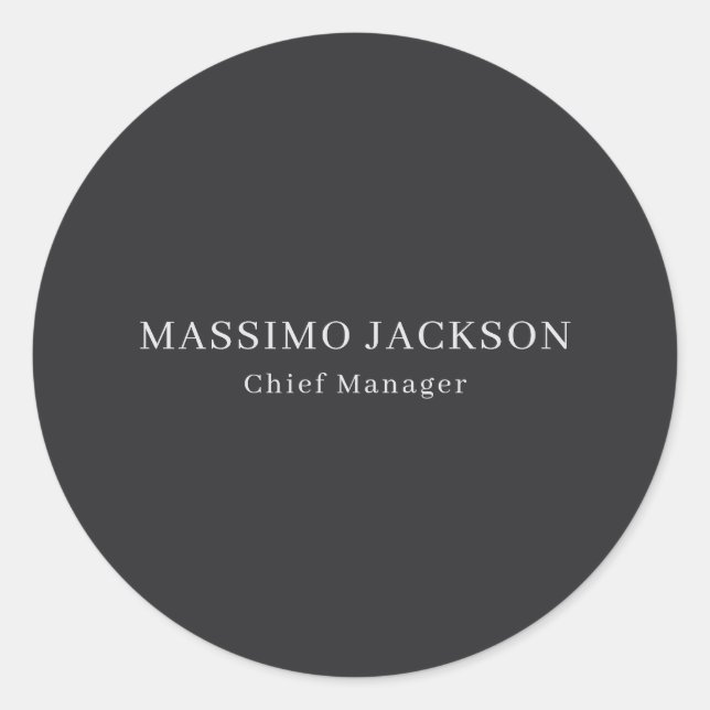 Matte Black Professional Plain Modern Elegant Classic Round Sticker (Front)