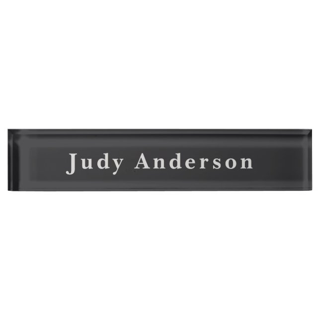 Matte Black Professional Plain Modern Elegant Desk Name Plate (Front)
