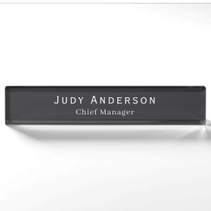 Matte Black Professional Plain Modern Elegant Desk Name Plate