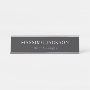 Matte Black Professional Plain Modern Elegant Desk Name Plate