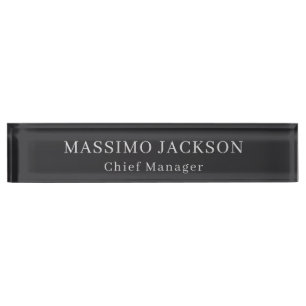 Matte Black Professional Plain Modern Elegant Desk Name Plate