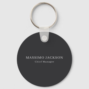 Matte Black Professional Plain Modern Elegant Keychain