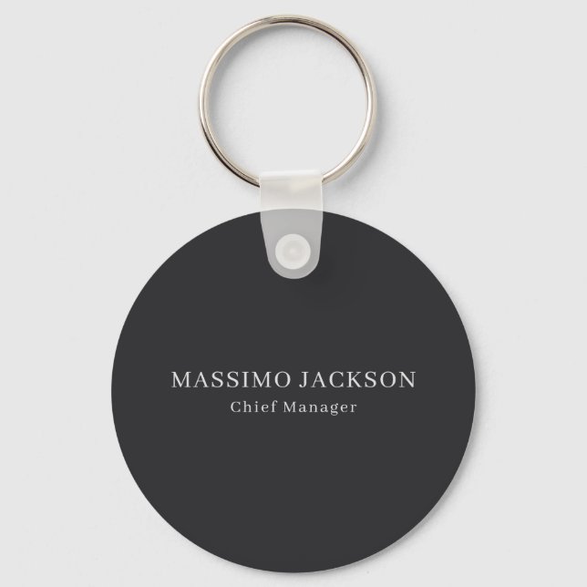 Matte Black Professional Plain Modern Elegant Keychain (Front)