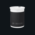 Matte Black Professional Plain Modern Elegant Name Beverage Pitcher<br><div class="desc">Modern Simple Plain Professional Design</div>