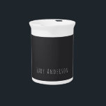 Matte Black Professional Plain Modern Elegant Name Beverage Pitcher<br><div class="desc">Modern Simple Plain Professional Design</div>