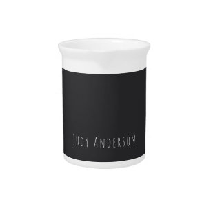 Matte Black Professional Plain Modern Elegant Name Beverage Pitcher